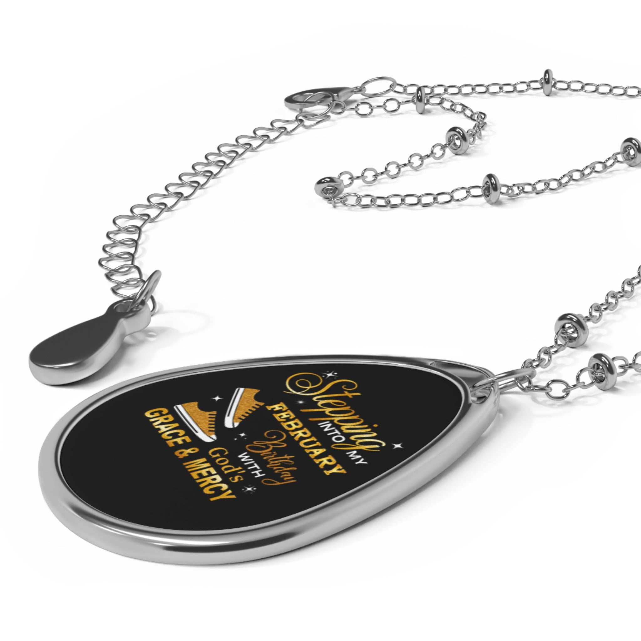 FEBRUARY GOD'S GRACE & MERCY OVAL NECKLACE