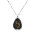 BLESSED BY GOD FOR 40 YEARS OVAL NECKLACE