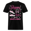 STEPPING INTO MY 91ST BIRTHDAY UNISEX SHIRT - black
